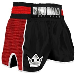 Pantalones Muay Thai Buddha Retro Premium negro-rojo
