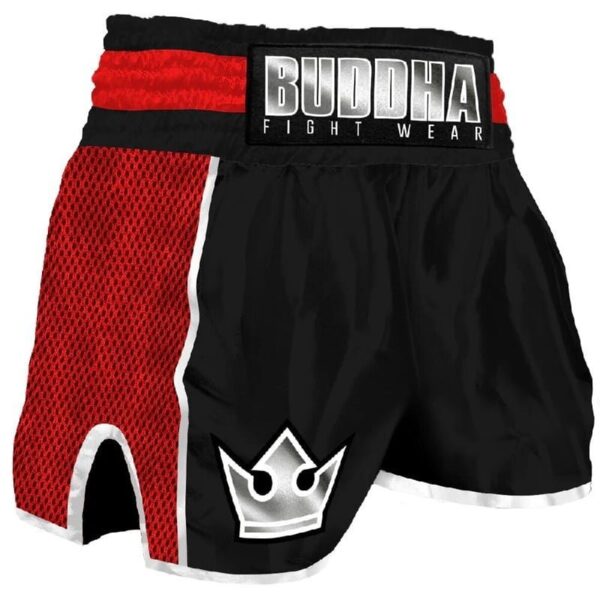 Pantalones Muay Thai Buddha Retro Premium negro-rojo