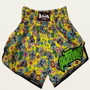 Pantalones Muay Thai Raja Skull Yellow