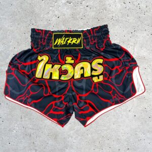 Pantalones Muay Thai Waikru Microfiber Black - Red