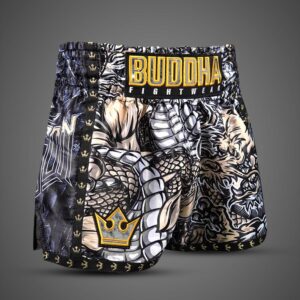 Pantalon Muay Thai Buddha Dragon Blancos