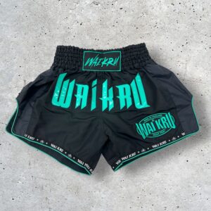 Pantalones Muay Thai Waikru Black Turquoise