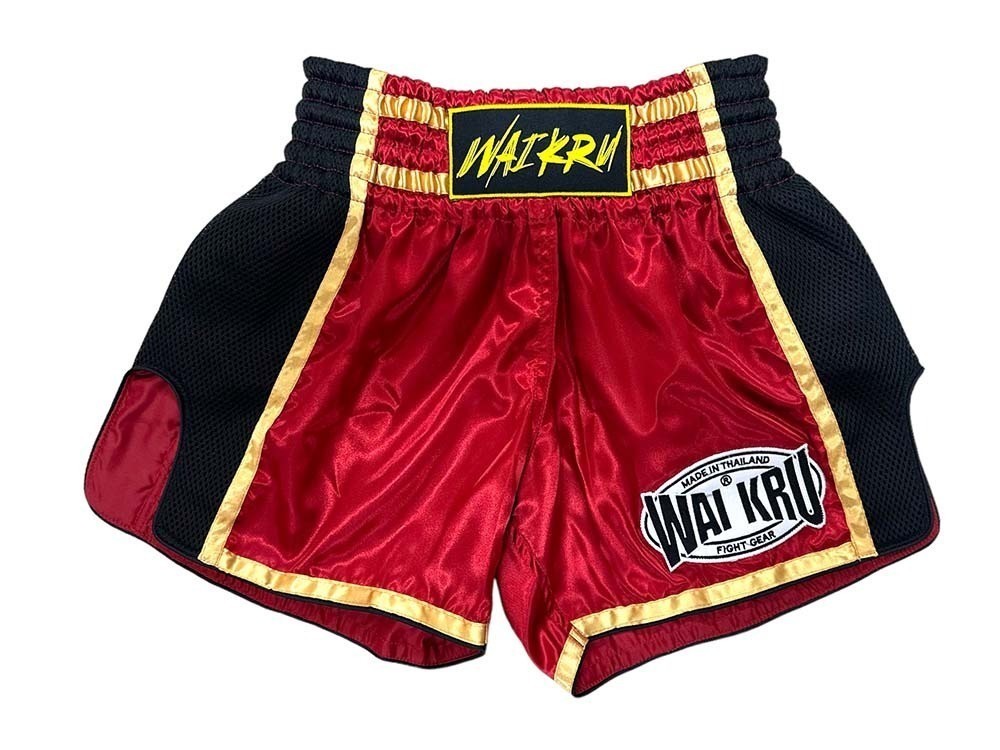Pantalones Muay Thai Waikru Retro Mesh rojos