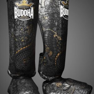 Espinilleras Buddha Dragon negras