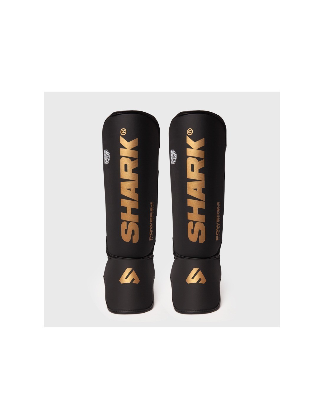Espinilleras Shark Power24 negras oro